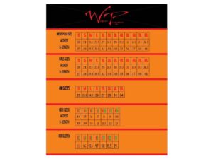 Wolfman Productions Available Sizes Chart