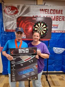 Senior Games Singles 2nd Place and Hat Trick Winner Richard Rehling with Games Cordinator Stephanie Rhea