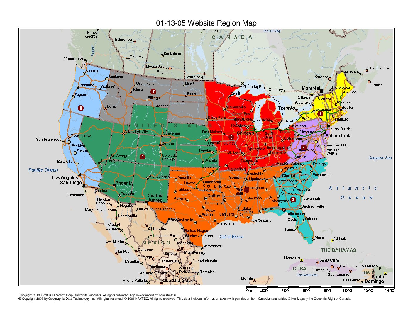 01 13 05 Website Region Map - ADA - The American Darters Association